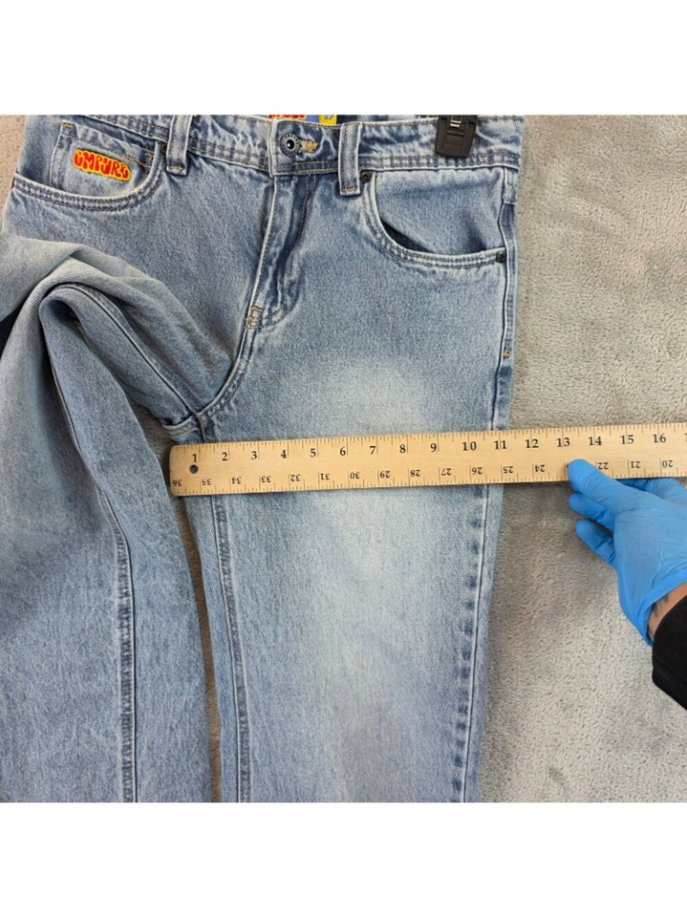 Empyre Jeans Youth 27 Blue Straight Loose Skate Adjustable Waist 100% Cotton - Picture 9 of 13